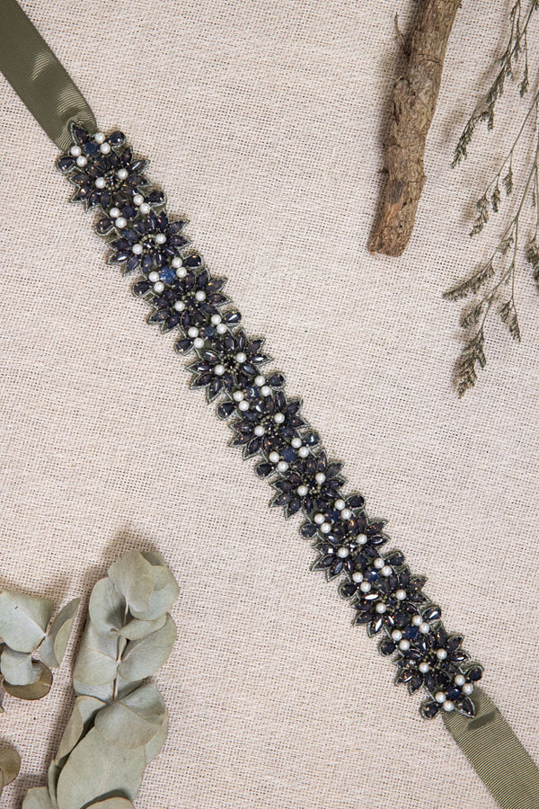 Palmer Beaded Belt - Olive