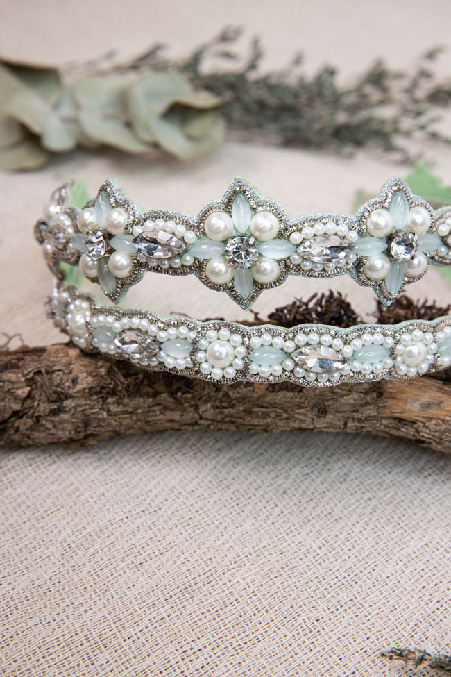 Lalita Handmade Beaded Headband - Sage