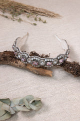 Jaella Handmade Beaded Headband - Ivory/Gold/Pewter