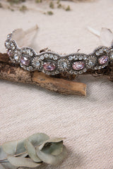 Jaella Handmade Beaded Headband - Ivory/Gold/Pewter