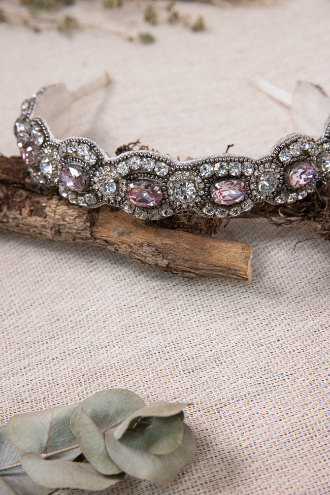 Jaella Handmade Beaded Headband - Ivory/Gold/Pewter