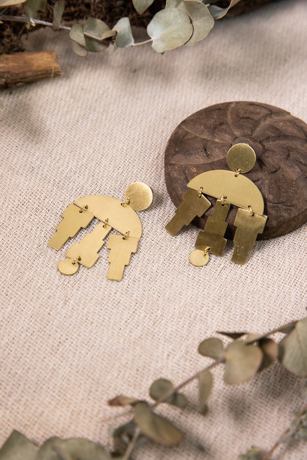 Raeanne Earrings - Brass