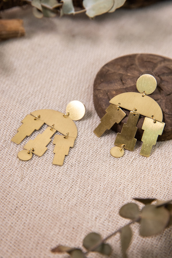 Raeanne Earrings - Brass