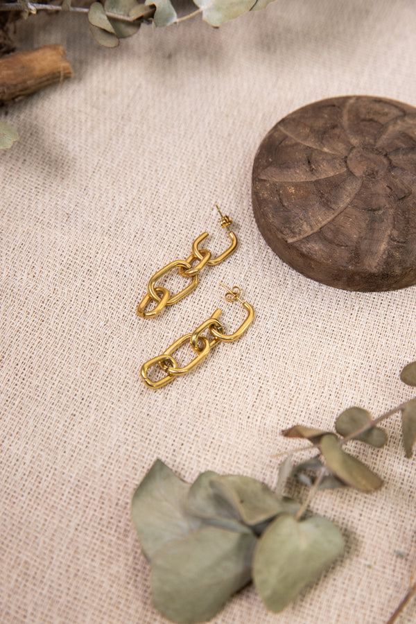 Filia Stainless Steel Linked Earrings - Gold