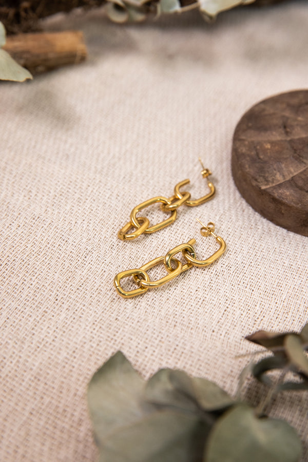 Filia Stainless Steel Linked Earrings - Gold