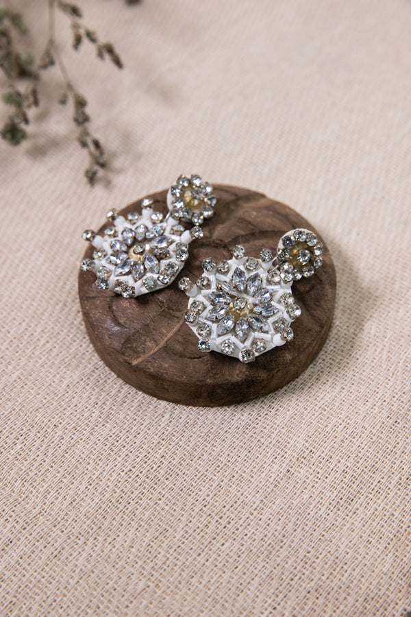 Vania Handmade Beaded Earrings - Ivory