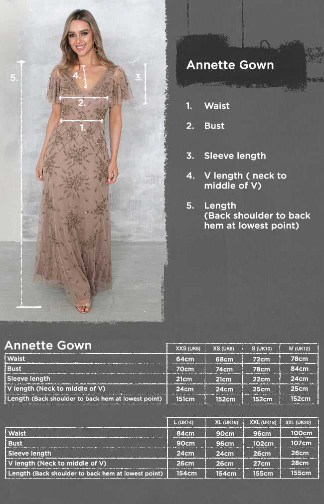 Annette Hand Beaded Gown - Mocha