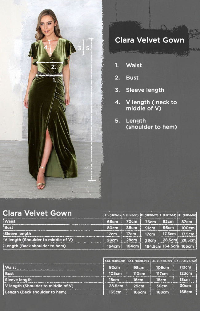 Clara Velvet Gown - Olive Green
