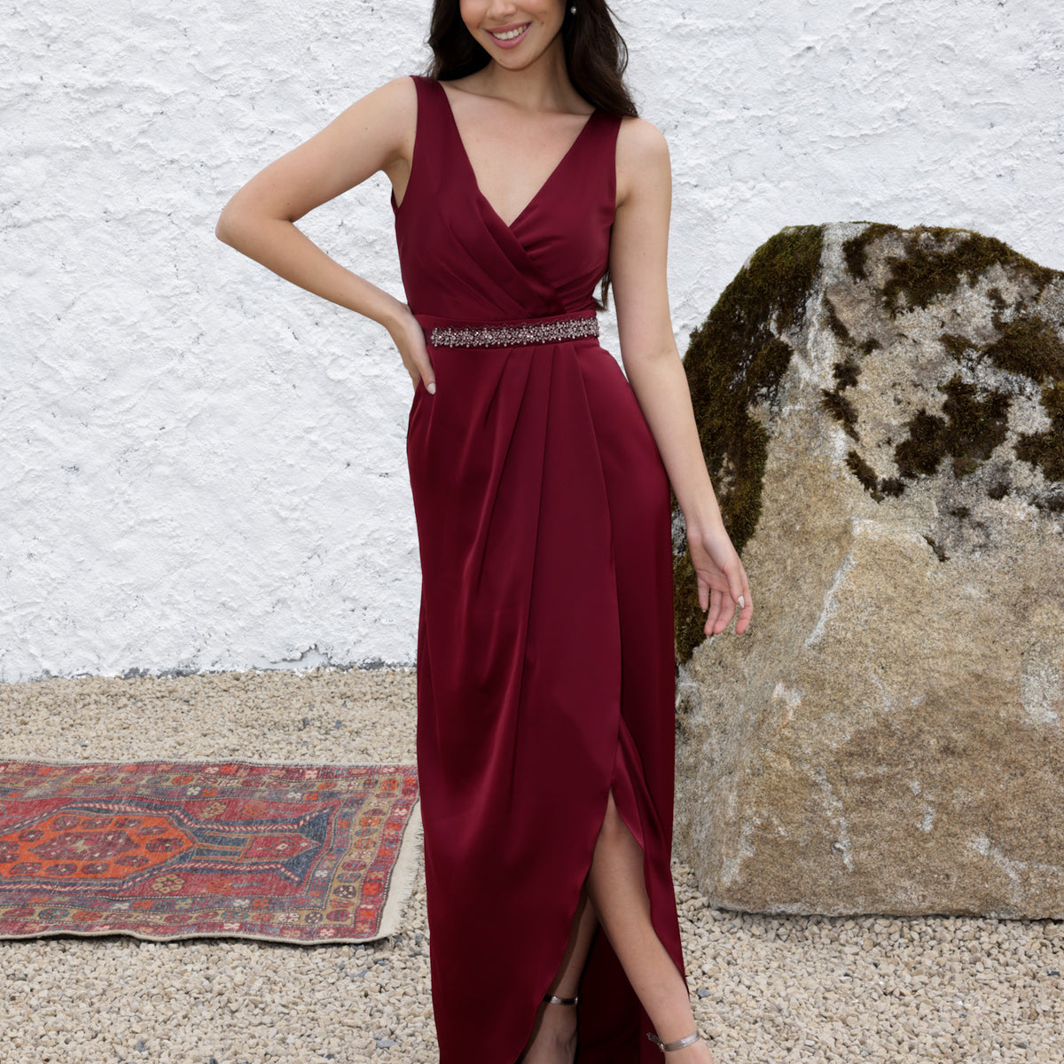 burgundy debs dress Fabia High Back Gown - A perfect blend of shirts-tops Altering bridesmaid dress for Size:UK 11