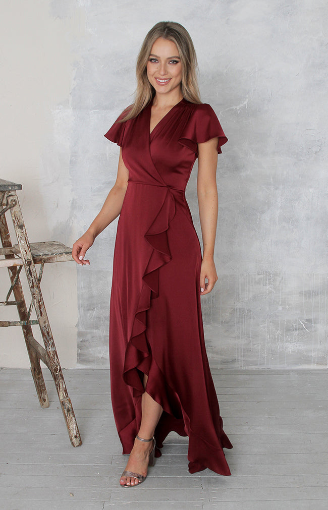 Rowe High/Low Gown - Burgundy