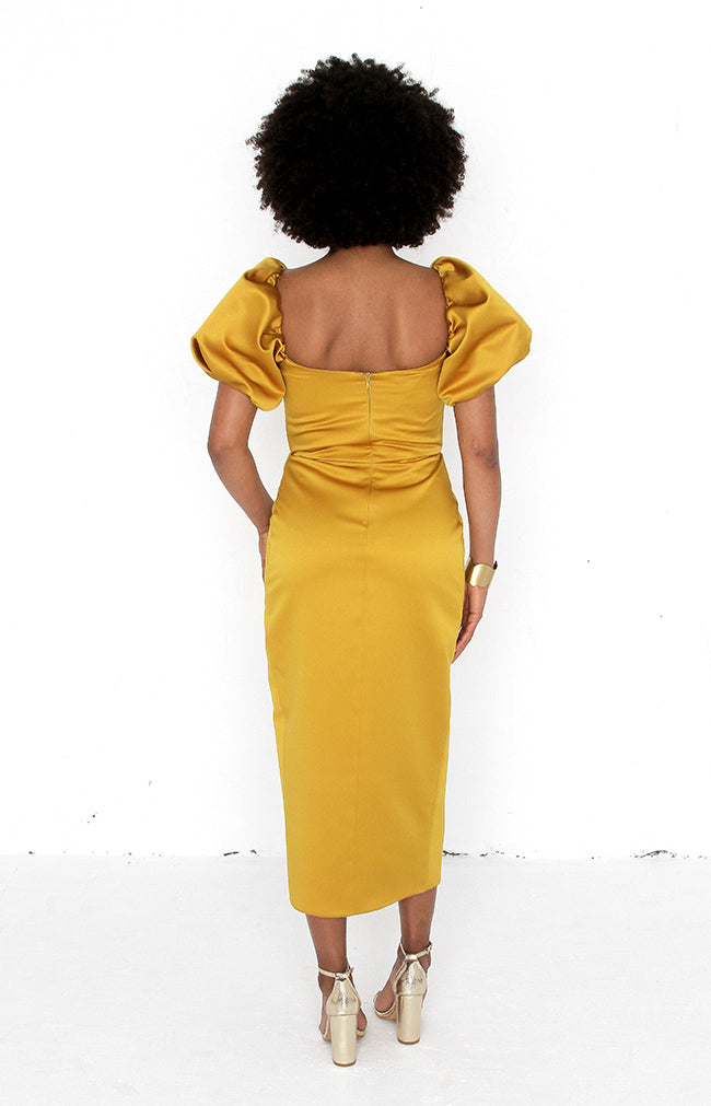 Sole Satin Dress - Canary Yellow