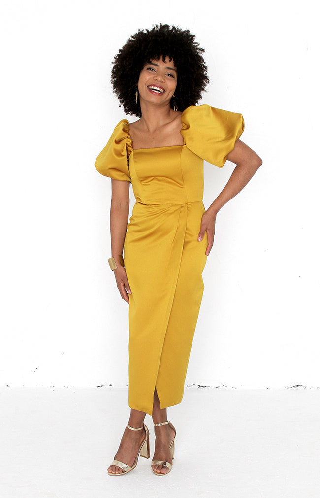Sole Satin Dress - Canary Yellow
