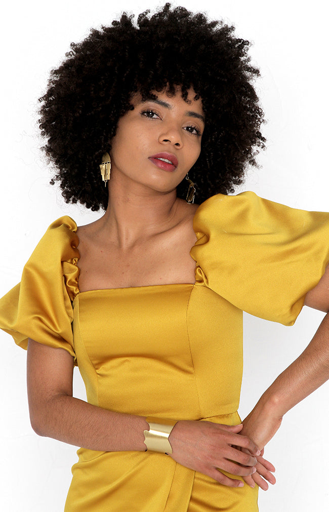 Sole Satin Dress - Canary Yellow