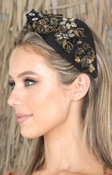Simone Beaded Headpiece - Black/Gold