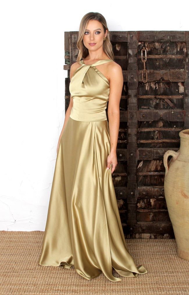 Lopez Satin Top - Sand
