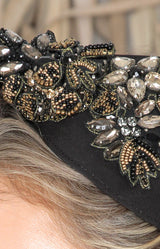 Simone Beaded Headpiece - Black/Gold