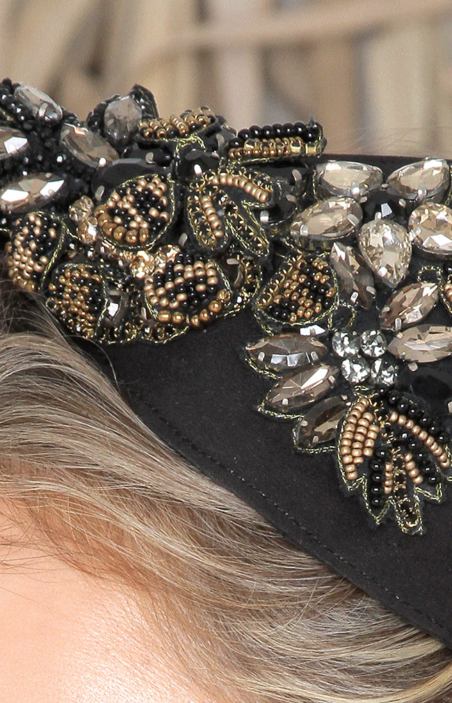 Simone Beaded Headpiece - Black/Gold