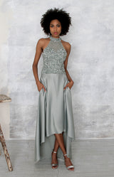 Marjorie Hand Beaded Top - Sage