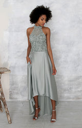 Marjorie Hand Beaded Top - Sage