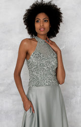 Marjorie Hand Beaded Top - Sage
