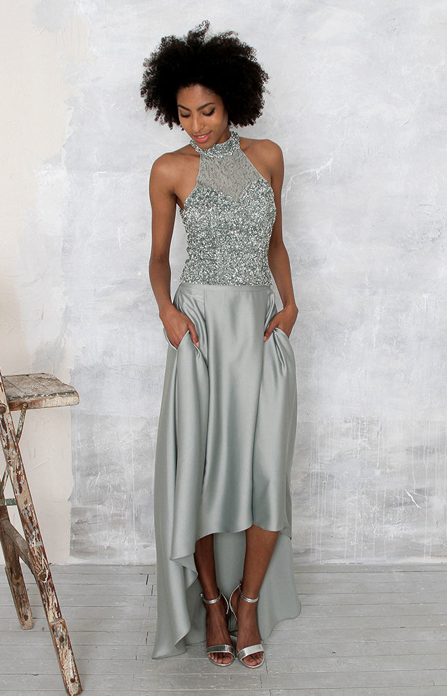 Marjorie Hand Beaded Top - Sage