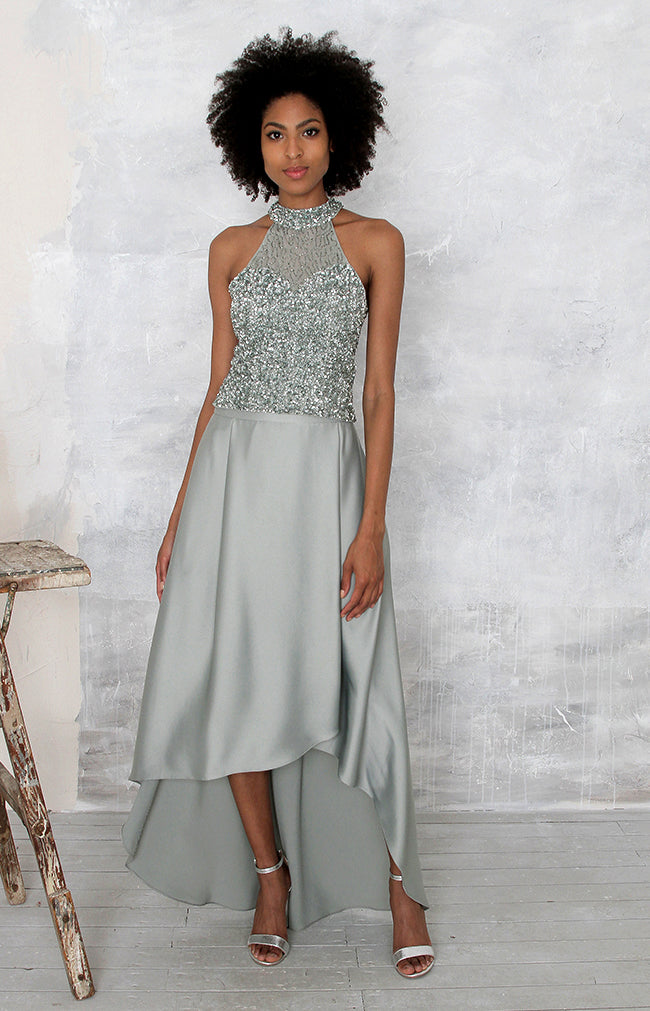 Marjorie Hand Beaded Top - Sage