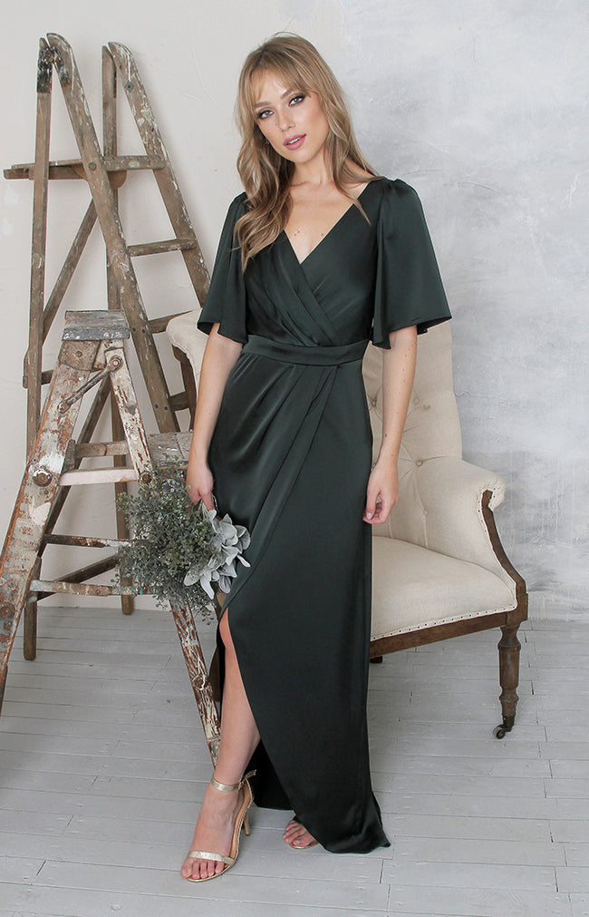 Renata High Back Gown - Forest Green