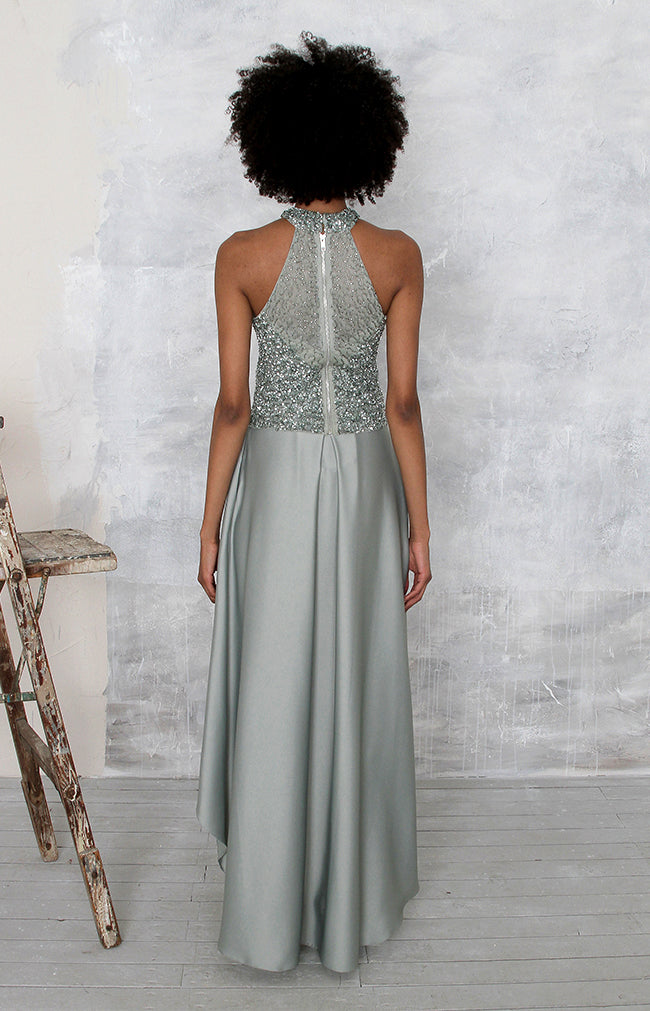 Marjorie Hand Beaded Top - Sage