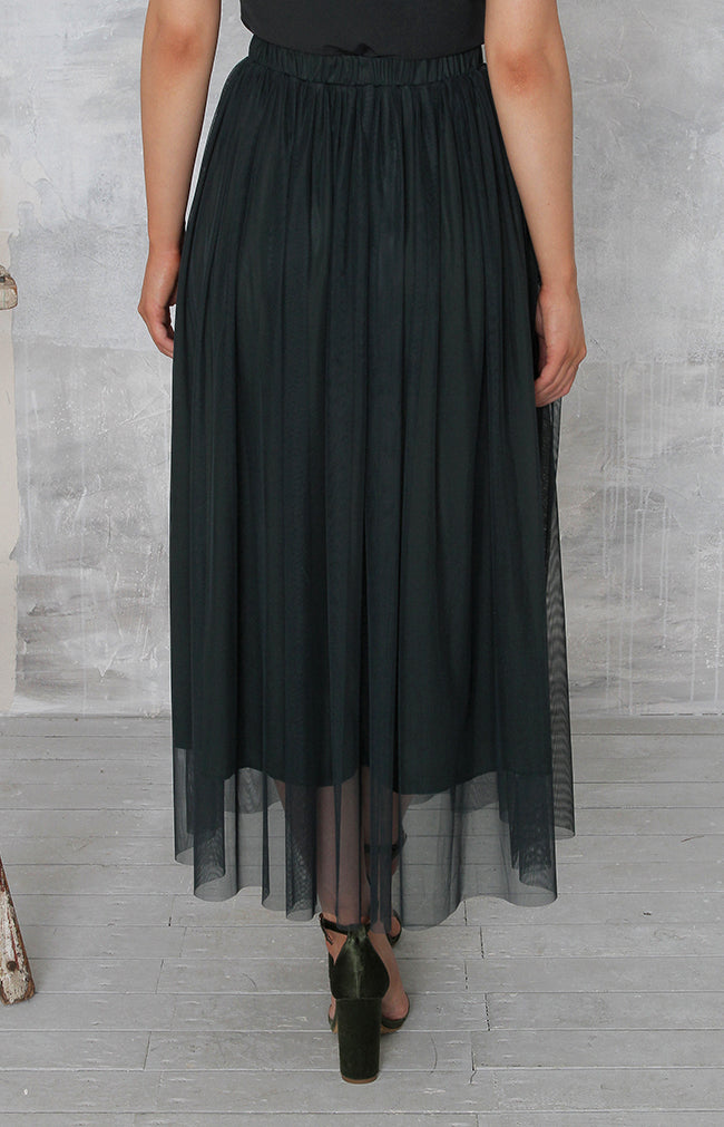 Miley Tulle Midi Skirt - Forest Green