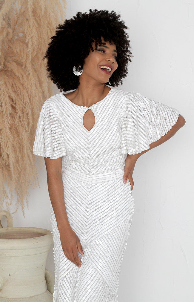 Robyn Dress (Hand Beaded) - Ivory