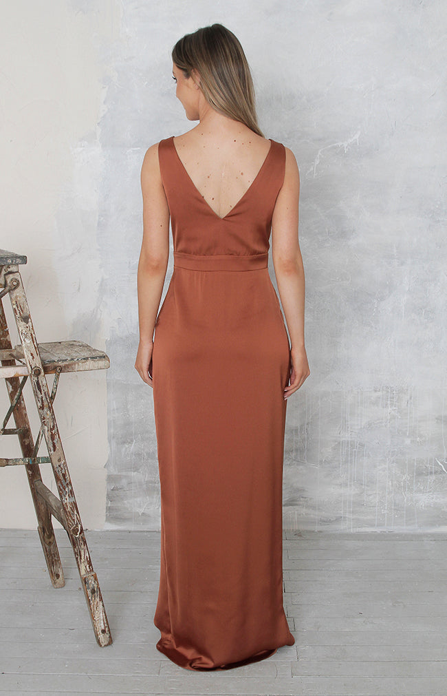 Fabia High Back Gown - Rust