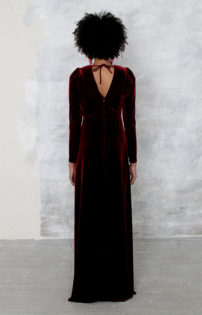 Helene Velvet Gown - Burgundy