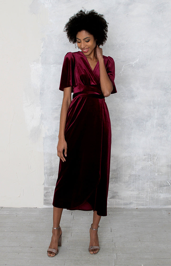 Verity Velvet Dress - Mulberry