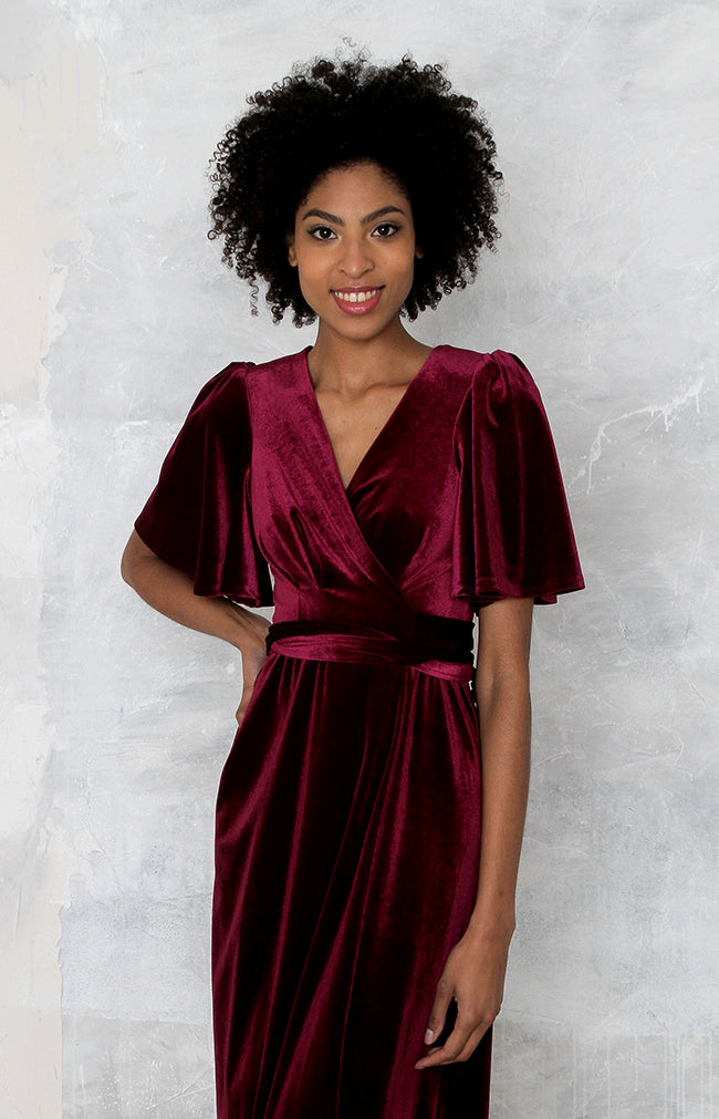 Verity Velvet Dress - Mulberry