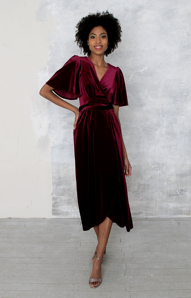 Verity Velvet Dress - Mulberry