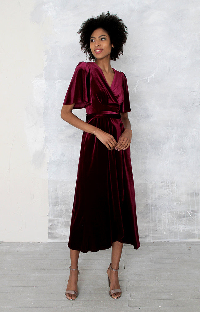 Verity Velvet Dress - Mulberry