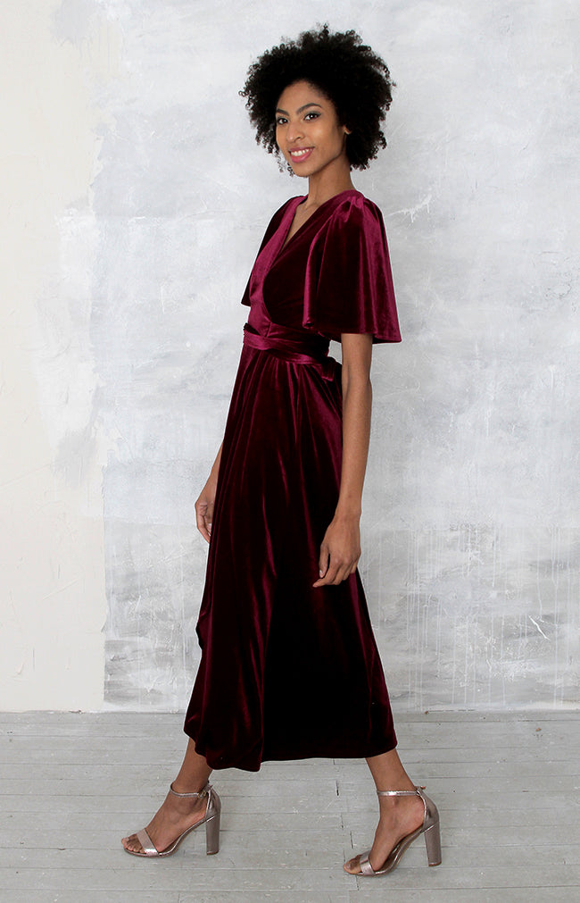 Verity Velvet Dress - Mulberry