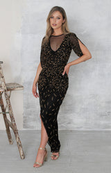 Azura Hand Beaded Dress - Black