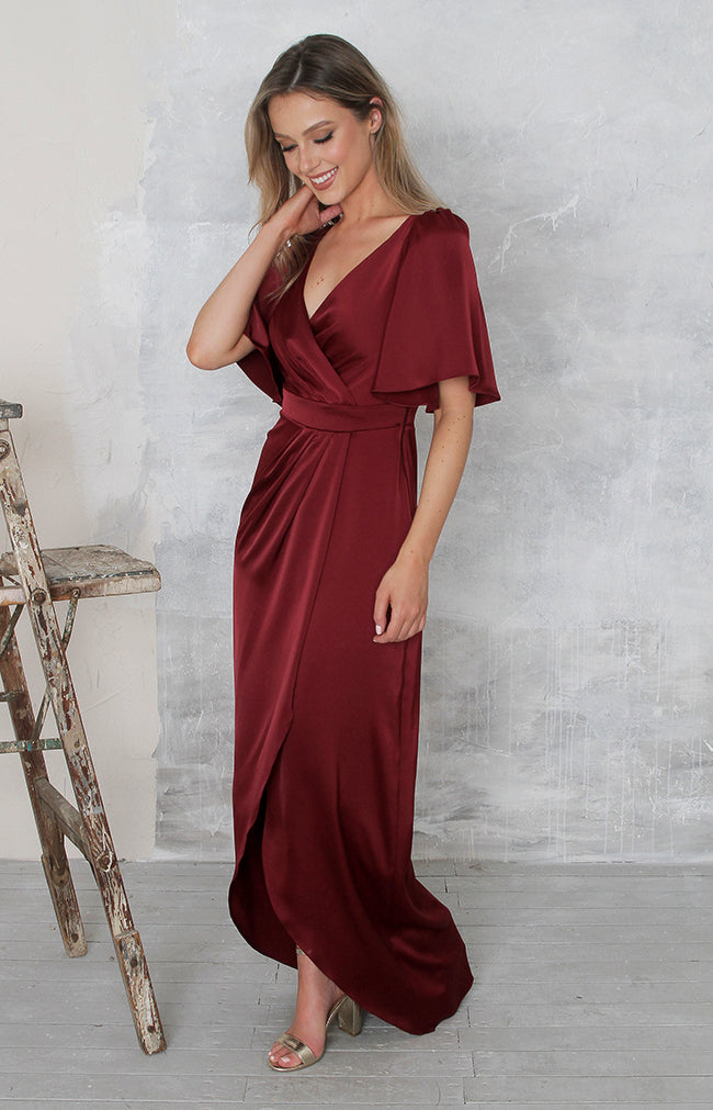 Renata High Back Gown - Burgundy