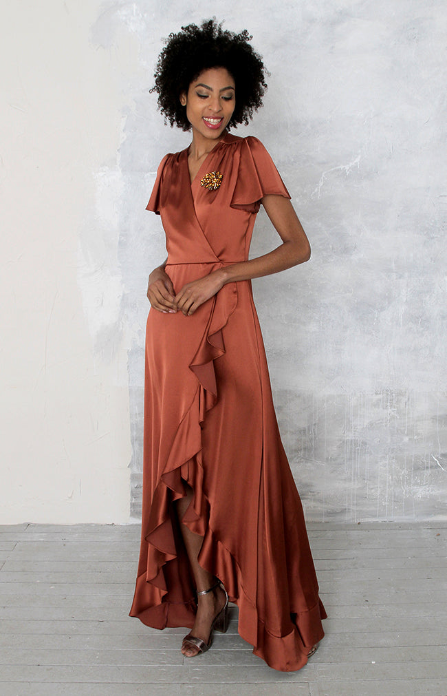 Rosalia Beaded Brooch - Rust