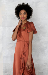 Rosalia Beaded Brooch - Rust