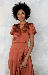 Rosalia Beaded Brooch - Rust