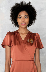 Rosalia Beaded Brooch - Rust