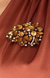 Rosalia Beaded Brooch - Rust
