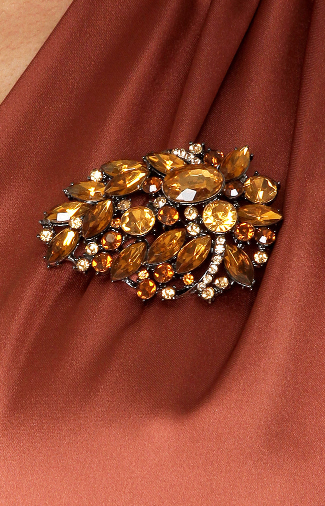 Rosalia Beaded Brooch - Rust