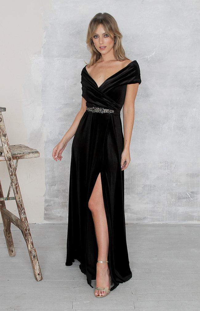 Yvette Velvet Gown - Black