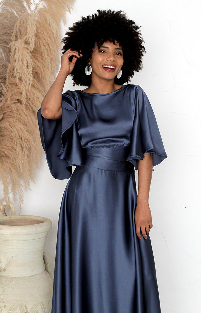 Sarena Satin Skirt - Infinity Blue