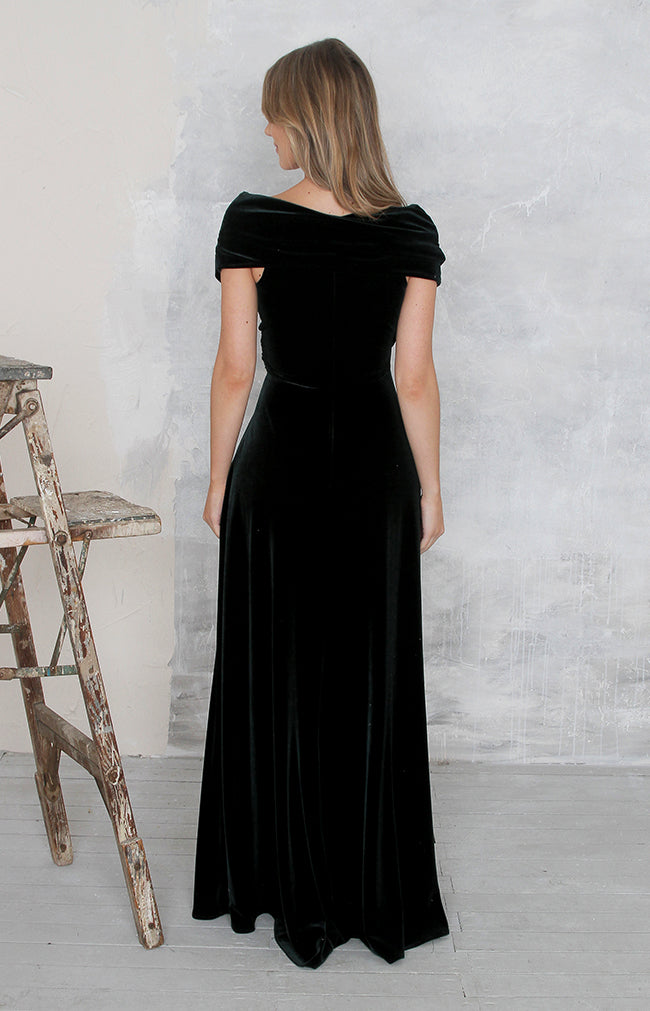 Yvette Velvet Gown - Forest Green