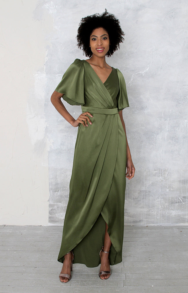 Renata High Back Gown - Olive