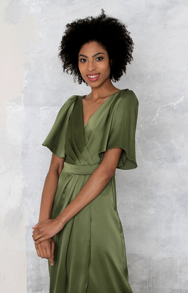 Renata High Back Gown - Olive